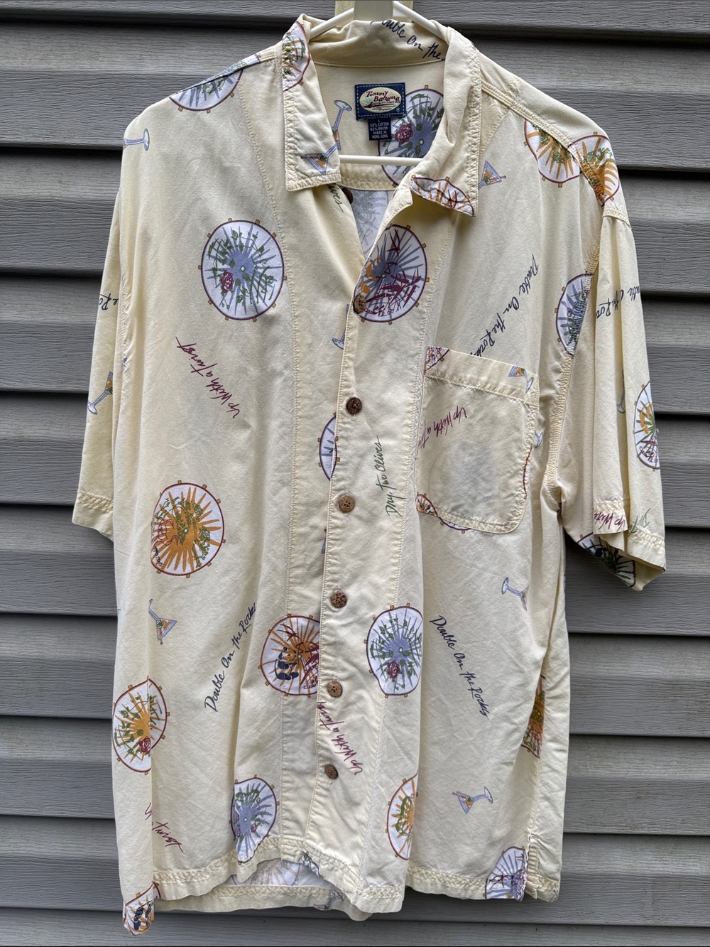 Tommy Bahama‎ Vintage Mens Shaken Not Stirred Martini Drink Shirt Large Yellow